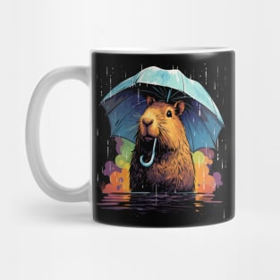 Capybara Rainy Day With Umbrella Mug